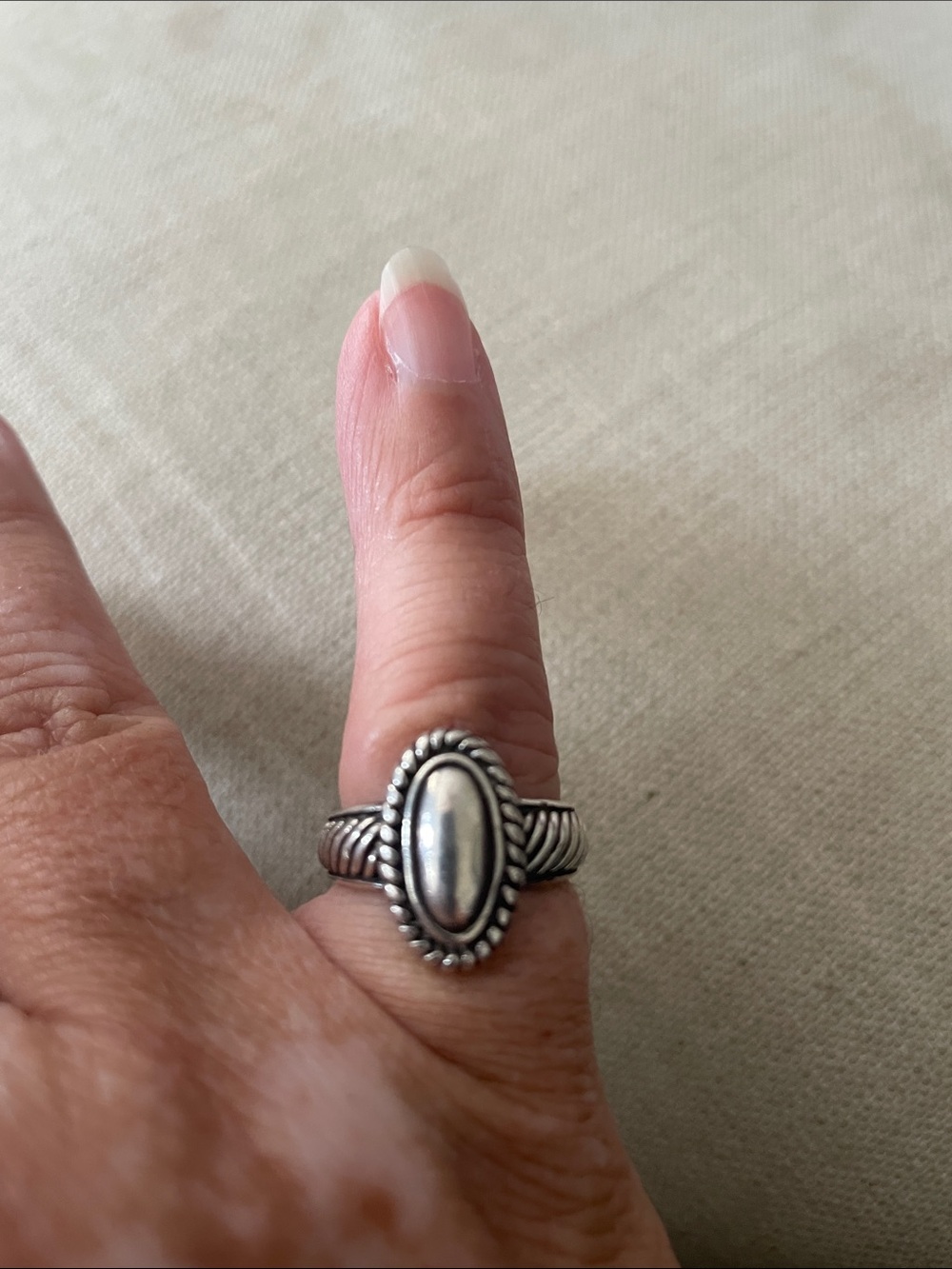Brighton Oval Beaded Silver Statement Ring - Classic Women’s Fashion